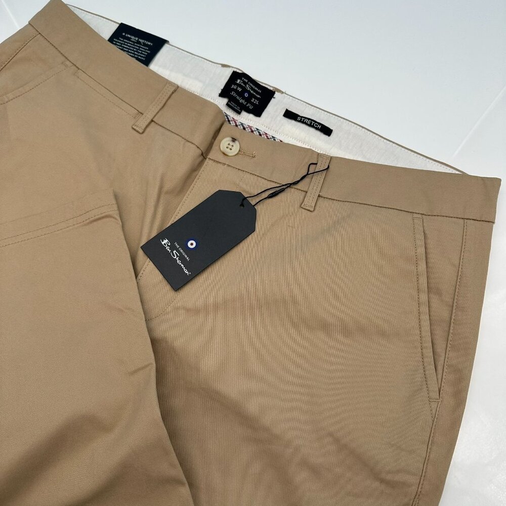 Ben Sherman Men's Core Stretch Straight Fit Chino‎ Pant, Size W36 x L32, Sand
